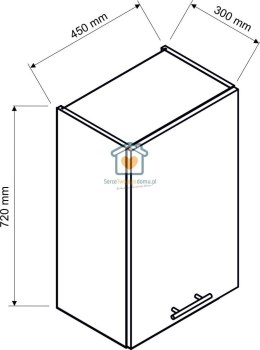 Dąb halifax wisząca szafka kuchenna 1-drzwiowa 45 cm ZOYA