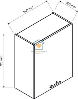 Popielata wisząca szafka kuchenna 1-drzwiowa z ociekaczem 60 cm ZOYA