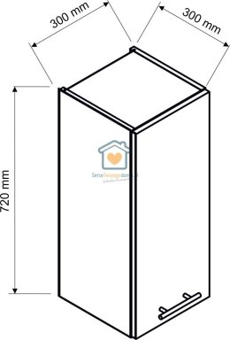 Popielata wisząca szafka kuchenna 1-drzwiowa 30 cm LIVIA