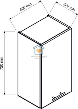 Popielata wisząca szafka kuchenna 1-drzwiowa 40 cm LIVIA