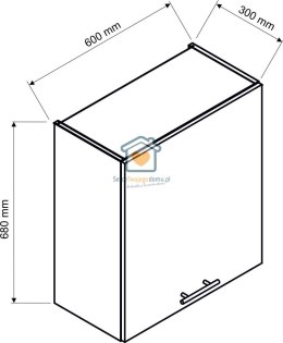 Popielata wisząca szafka kuchenna z okapem 60 cm LIVIA