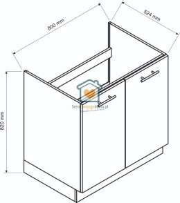 Dąb tajga szafka kuchenna pod zlewozmywak 80 cm LIVIA