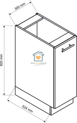 Granatowa szafka kuchenna z koszem cargo 30 cm LIVIA