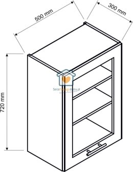 Granatowa wisząca witryna kuchenna 1-drzwiowa 50 cm LIVIA