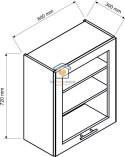 Biała wisząca witryna kuchenna 1-drzwiowa 60 cm LIVIA