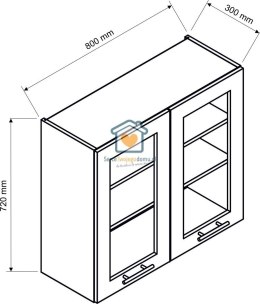 Granatowa wisząca witryna kuchenna 2-drzwiowa 80 cm LIVIA