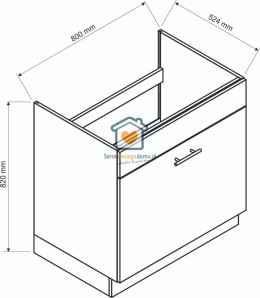 Czarna szafka kuchenna pod zlewozmywak z szufladą 80 cm EMILY