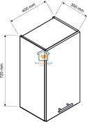 Czarna wisząca szafka kuchenna 1-drzwiowa 40 cm EMILY