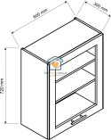 Czarna wisząca witryna kuchenna 1-drzwiowa 60 cm EMILY