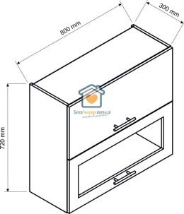 Czarna wisząca witryna kuchenna 2-drzwiowa 80 cm EMILY