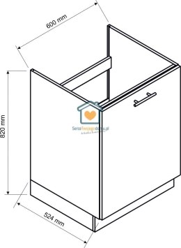 Zielona szafka kuchenna 1-drzwiowa pod zlewozmywak 60 cm EMILY