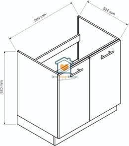 Zielona szafka kuchenna pod zlewozmywak 80 cm EMILY