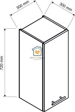 Zielona wisząca szafka kuchenna 1-drzwiowa 30 cm EMILY