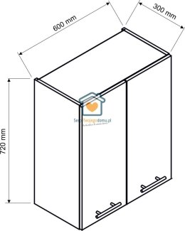 Zielona wisząca szafka kuchenna 2-drzwiowa 60 cm EMILY