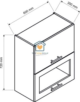 Zielona wisząca witryna kuchenna 2-drzwiowa 60 cm EMILY