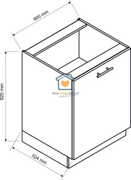 Szara szafka kuchenna 1-drzwiowa 60 cm EMILY