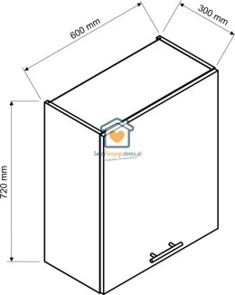 Szara wisząca szafka kuchenna 1-drzwiowa 60 cm EMILY