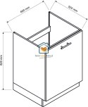 Popielata szafka kuchenna pod zlewozmywak z szufladą 60 cm IRMA