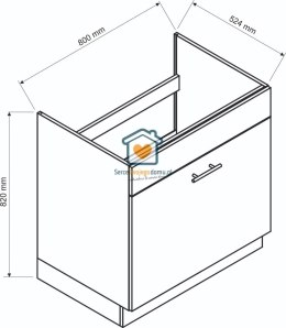 Popielata szafka kuchenna pod zlewozmywak z szufladą 80 cm IRMA