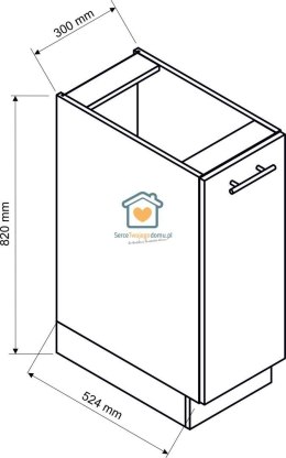 Biała szafka kuchenna z koszem cargo 30 cm IRMA