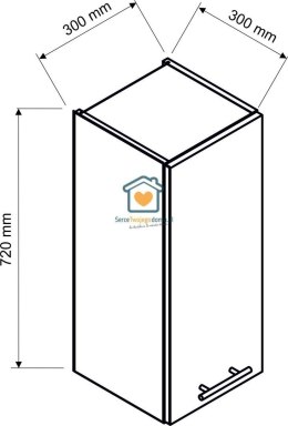 Popielata wisząca szafka kuchenna 1-drzwiowa 30 cm IRMA