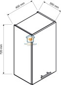 Popielata wisząca szafka kuchenna 1-drzwiowa 40 cm IRMA