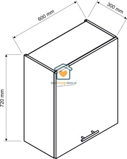 Zielona wisząca szafka kuchenna 1-drzwiowa z ociekaczem 60 cm IRMA