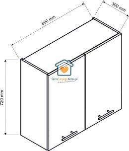 Popielata wisząca szafka kuchenna 2-drzwiowa 80 cm IRMA