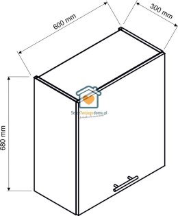 Popielata wisząca szafka kuchenna z okapem 60 cm IRMA