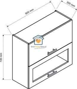 Popielata wisząca witryna kuchenna 2-drzwiowa 80 cm IRMA