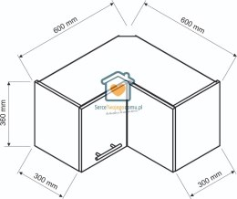 Biała wisząca narożna szafka kuchenna nadstawka 60x60 cm DENIS