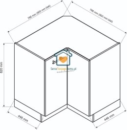 Dąb London narożna szafka kuchenna 90x90 cm DENIS