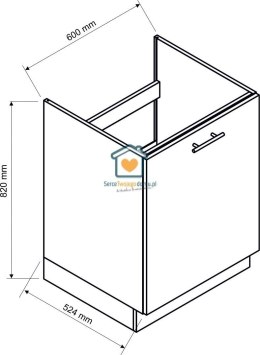 Dąb London szafka kuchenna 1-drzwiowa pod zlewozmywak 60 cm DENIS