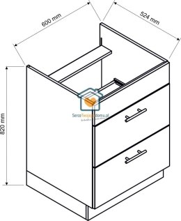 Dąb London szafka kuchenna z szufladami pod płytę 60 cm DENIS