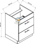 Granatowa szafka kuchenna z szufladami pod płytę 60 cm DENIS