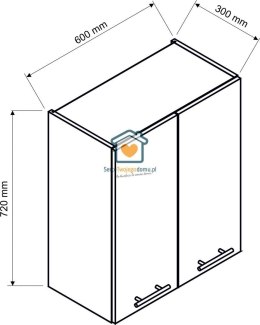 Czarna wisząca szafka kuchenna 2-drzwiowa 60 cm DENIS