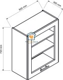 Czarna wisząca witryna kuchenna 1-drzwiowa 60 cm DENIS