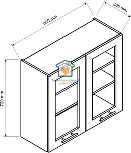 Czarna wisząca witryna kuchenna 2-drzwiowa 80 cm DENIS