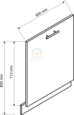 Biały front do zabudowy zmywarki z ukrytym panelem połysk 60 cm NATALIA