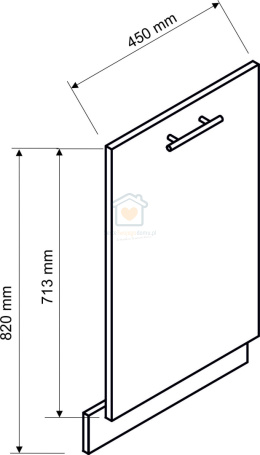 Biały front do zabudowy zmywarki z ukrytym panelem połysk 45 cm NATALIA