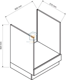 Czarna szafka kuchenna do zabudowy piekarnika pod blatem 60 cm ISABEL