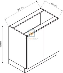 Czarna szafka kuchenna dwudrzwiowa dolna stojąca 80 cm ISABEL LOFT