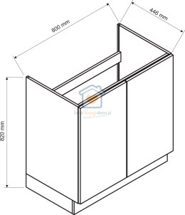 Czarna szafka kuchenna dwudrzwiowa pod zlewozmywak 80 cm ISABEL LOFT