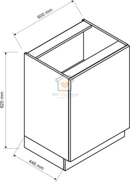 Czarna szafka kuchenna jednodrzwiowa dolna stojąca 60 cm ISABEL LOFT