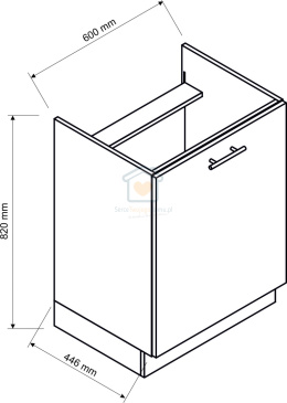 Szafka kuchenna jednodrzwiowa pod płytę gazową / indukcyjną 60cm ANIKA LOFT