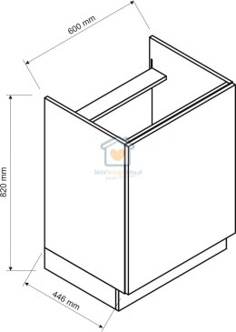 Czarna szafka kuchenna jednodrzwiowa pod płytę gazową / indukcyjną 60cm ISABEL LOFT