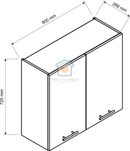 Szara górna szafka kuchenna dwudrzwiowa mat 80 cm NATALIA