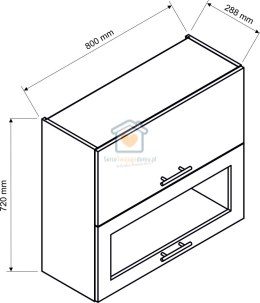 Kremowa górna szafka kuchenna dwudrzwiowa witryna mat 80 cm NATALIA