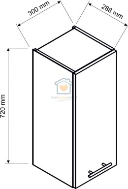 Kremowa górna szafka kuchenna jednodrzwiowa mat 30 cm NATALIA