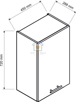 Kremowa górna szafka kuchenna jednodrzwiowa mat 45 cm NATALIA